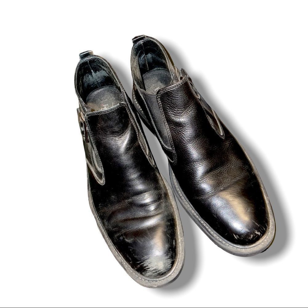 Franco Fortini leather pull on boots with buckle - LIKE NEW